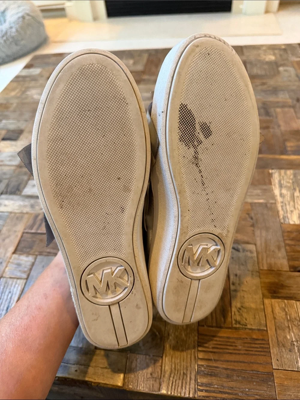 Michael Kors Bella Metallic Silver Platform Sneaker with Ruffle Detail 7 1/2